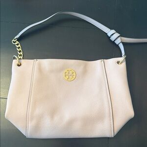 Tory Burch Light Beige Shoulder Bag with Gold Accents